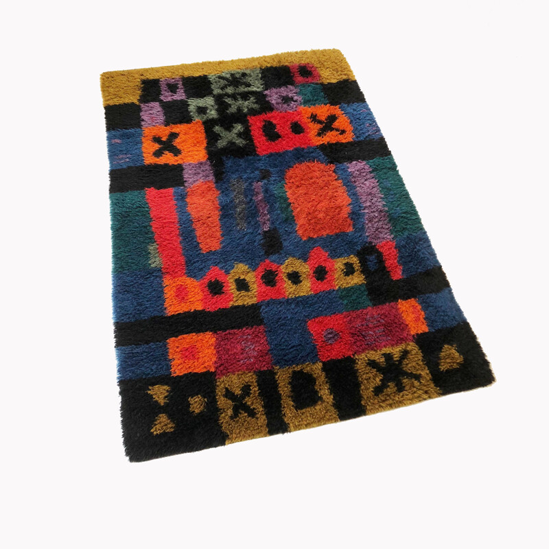 Extra Large Original Scandinavian Rya Rug by Arne Lindaas for Sellgren AS Norway