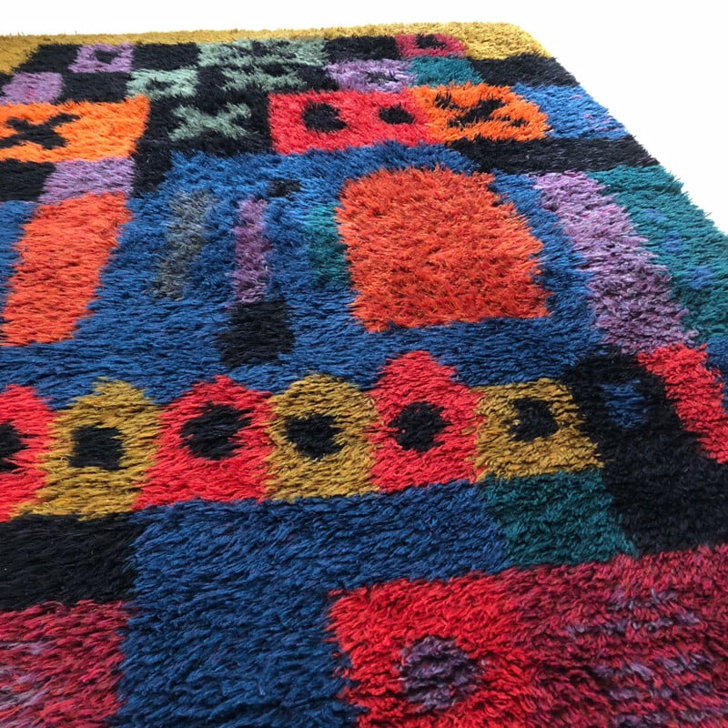 Extra Large Original Scandinavian Rya Rug by Arne Lindaas for Sellgren AS Norway