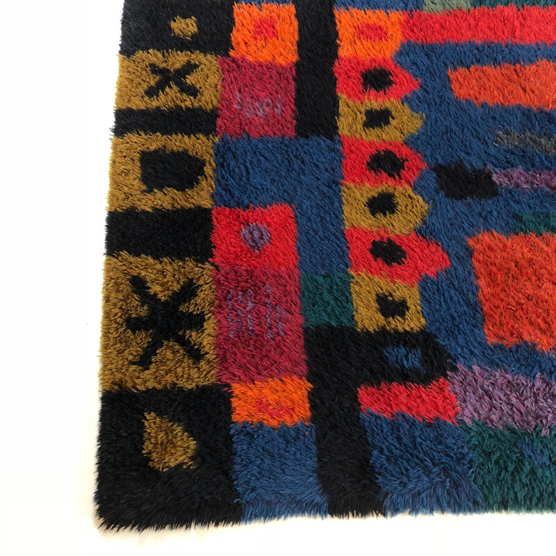 Extra Large Original Scandinavian Rya Rug by Arne Lindaas for Sellgren AS Norway