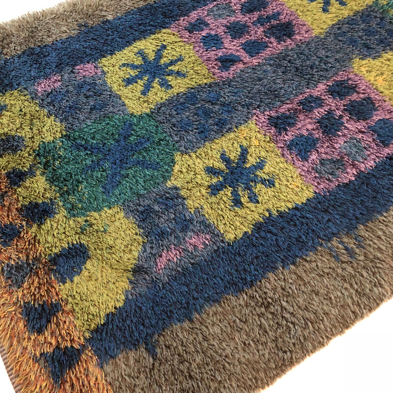 Vintage Rya "Pop Art" rug by Arne Lindaas for Sellgren As, Norway 1970