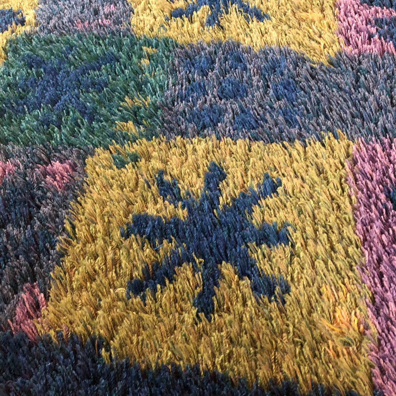 Vintage Rya "Pop Art" rug by Arne Lindaas for Sellgren As, Norway 1970