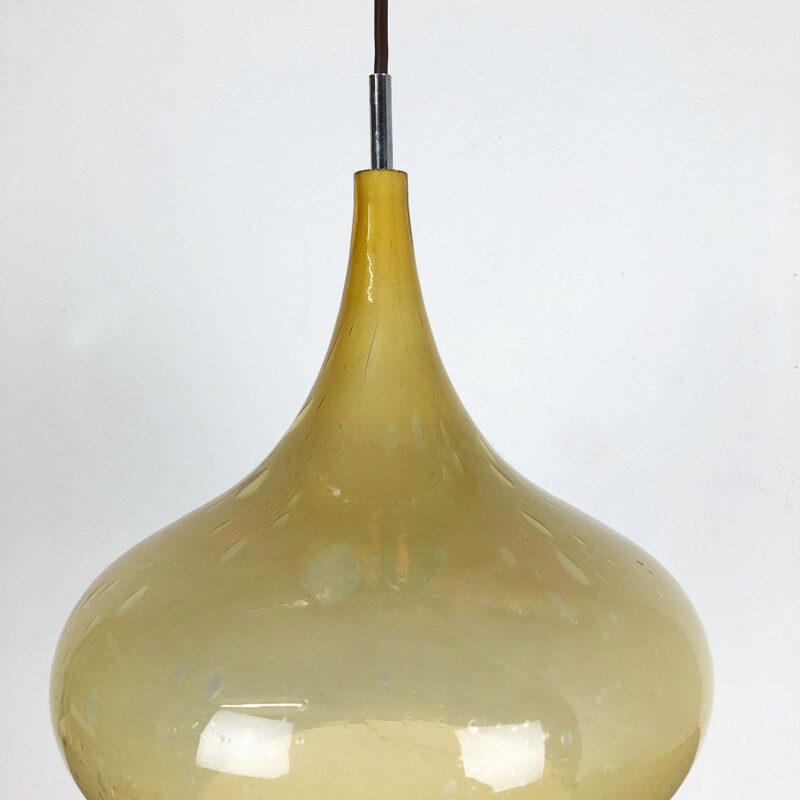 Candeeiro suspenso Vintage oriental em vidro original da Doria Lights, Alemanha 1970