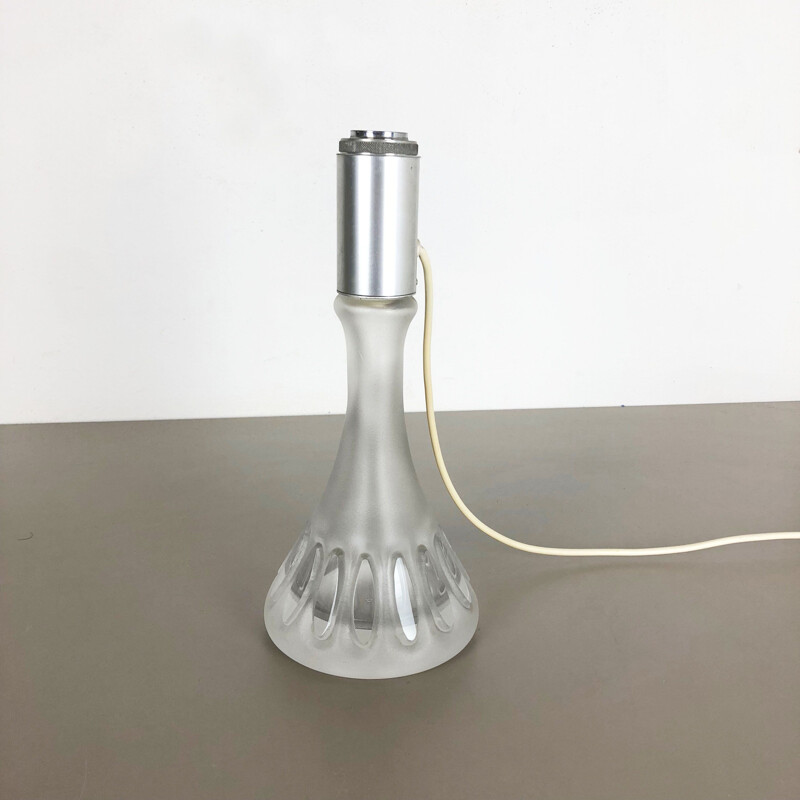 Lámpara de escritorio vintage tulipa en metal y vidrio por Peill y Putzler, Alemania 1970