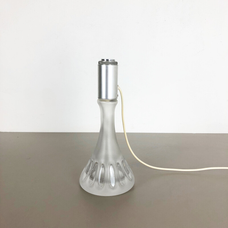 Lámpara de escritorio vintage tulipa en metal y vidrio por Peill y Putzler, Alemania 1970