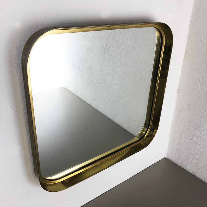 Original German Modernist wall brass Mirror Vereinigte Werkstätten München 1950s