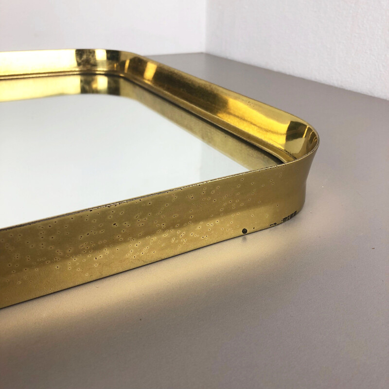 Original German Modernist wall brass Mirror Vereinigte Werkstätten München 1950s