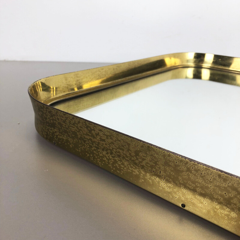 Original German Modernist wall brass Mirror Vereinigte Werkstätten München 1950s