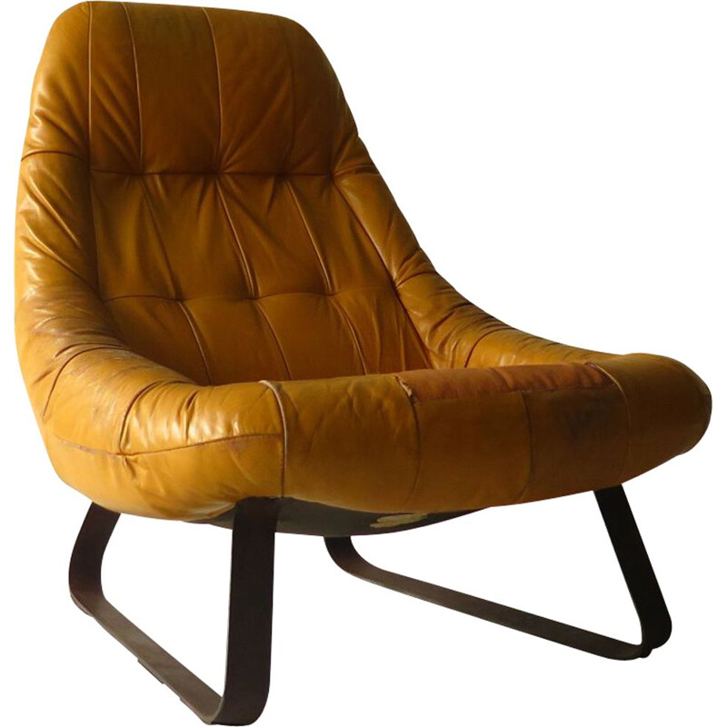 Vintage leather armchair by Percifal Lafer, 1960s