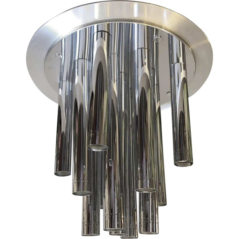 Space Age chrome italian vintage chandelier, 1970