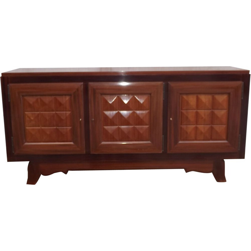 Vintage mahogany sideboard by Gaston Poisson, 1940s