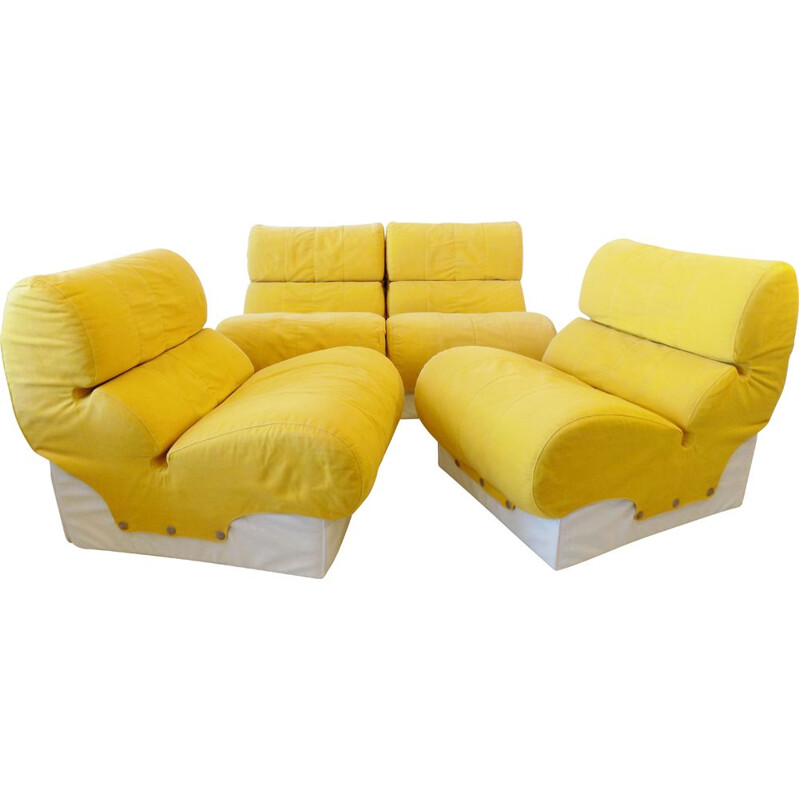 Ensemble vintage de 4 fauteuils modulaires d'Otto Zapf par Softline, 1970s