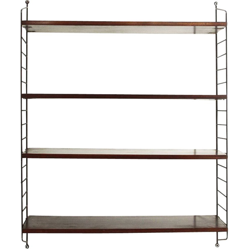 Italian teak wall shelves unit, 1960s