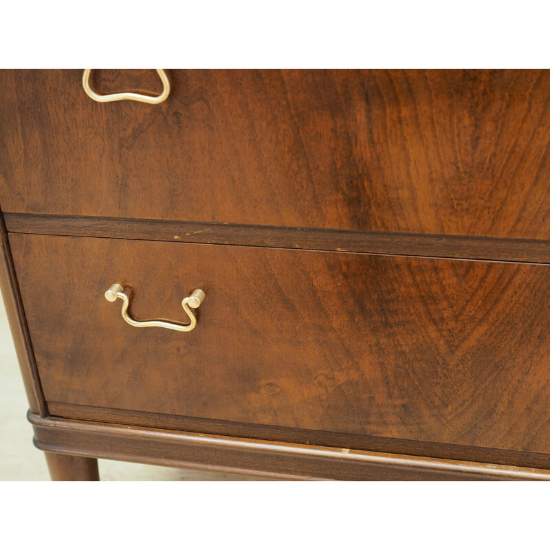  Vintage walnut veneer chest of drawers Danish design 60 70