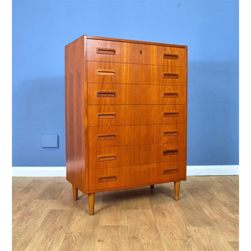 Danish Teak Tallboy Bedroom Chest of 7 Drawers by Westergaard