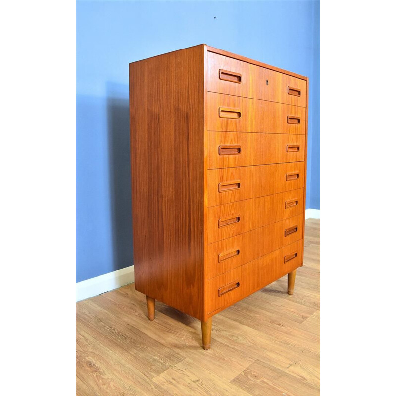 Danish Teak Tallboy Bedroom Chest of 7 Drawers by Westergaard