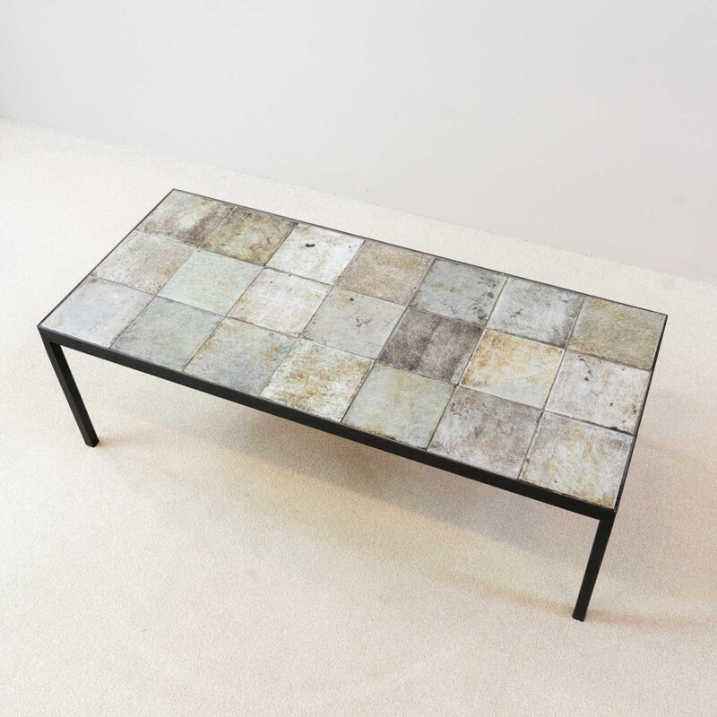 Pair of ceramic coffee tables by Michelle and Jacques Serre