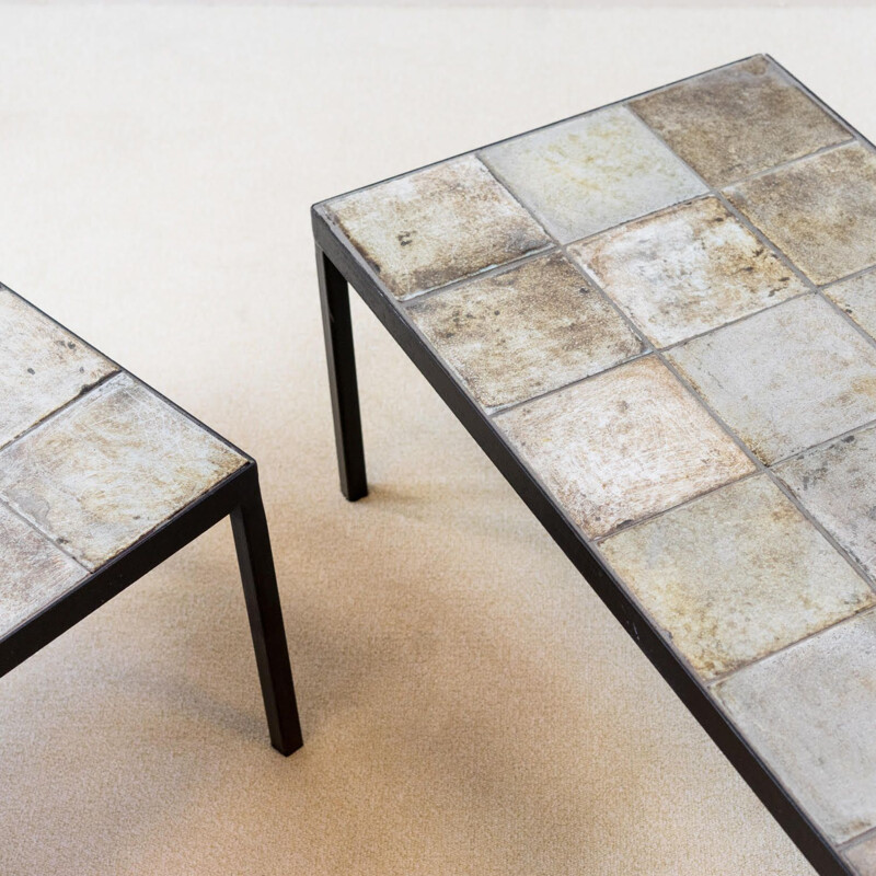 Pair of ceramic coffee tables by Michelle and Jacques Serre