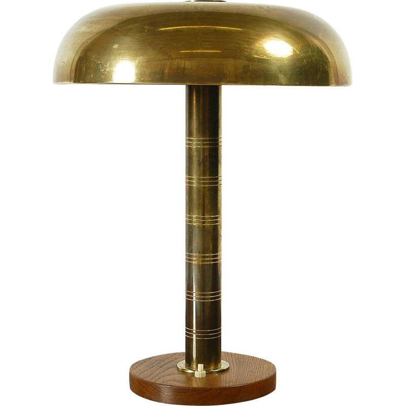 Lampe de table vintage Rare moderniste suédoise de l'après-guerre par Bohlmarks 1940 