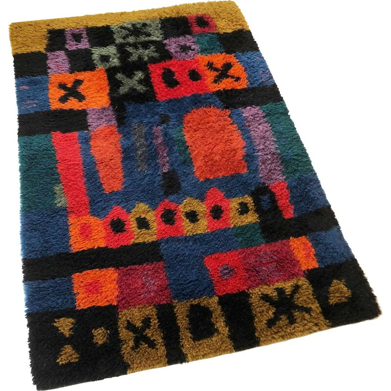 Extra Large Original Scandinavian Rya Rug by Arne Lindaas for Sellgren AS Norway