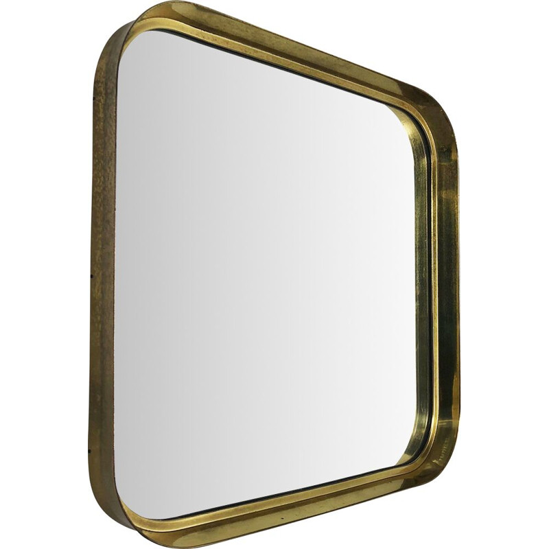 Original German Modernist wall brass Mirror Vereinigte Werkstätten München 1950s