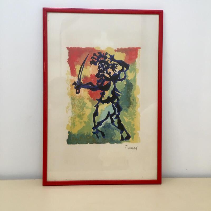 Watercolor Jean Lurçat red frame