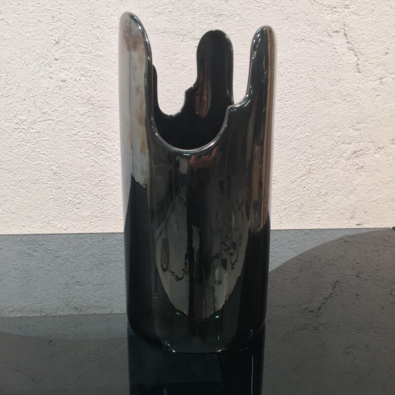 Grey iridescent vase 1970's