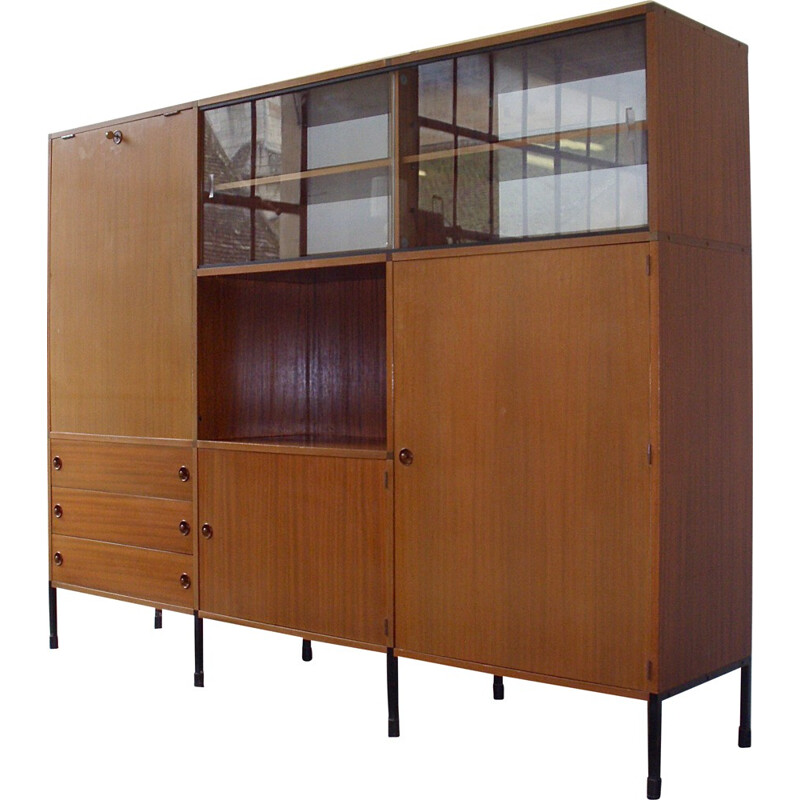 Modular Minvielle storage system in teak, A.R.P. - 1955