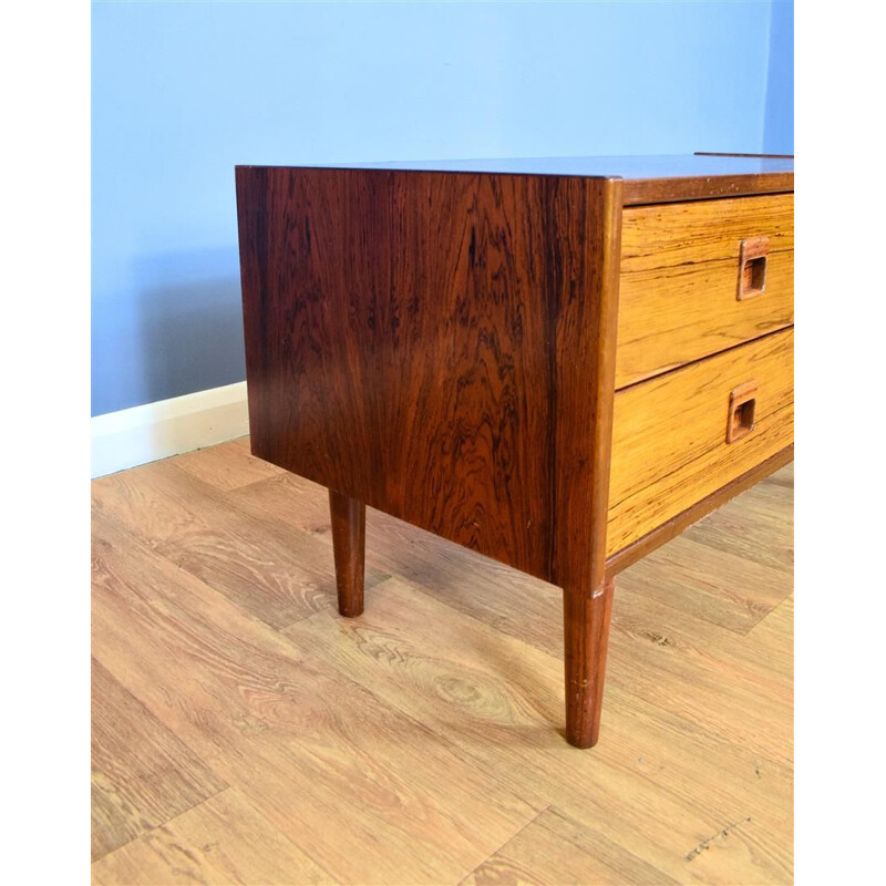 Vintage Danish Rosewood Low TV Stand Sideboard with 4 Drawers 1970s