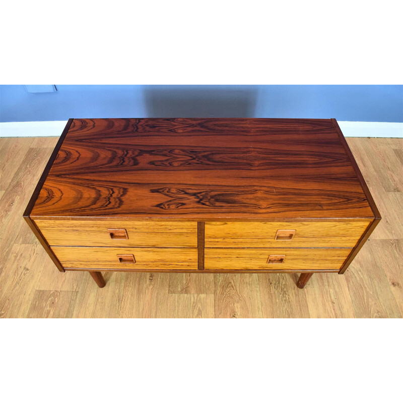 Vintage Danish Rosewood Low TV Stand Sideboard with 4 Drawers 1970s