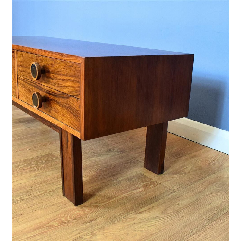 Danish Rosewood Low TV Stand with 3 Drawers 1970s