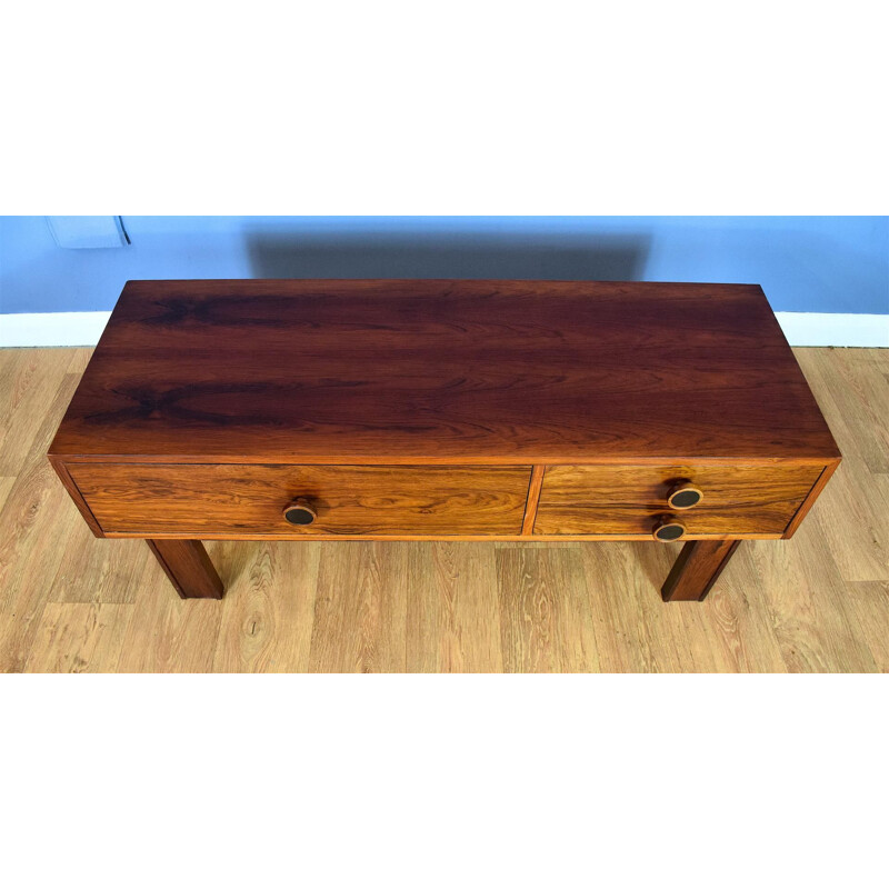 Danish Rosewood Low TV Stand with 3 Drawers 1970s