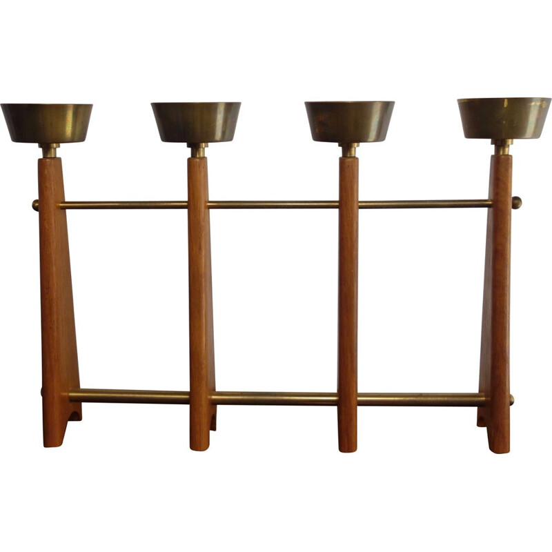 Italian teak candlestick vintage 1960