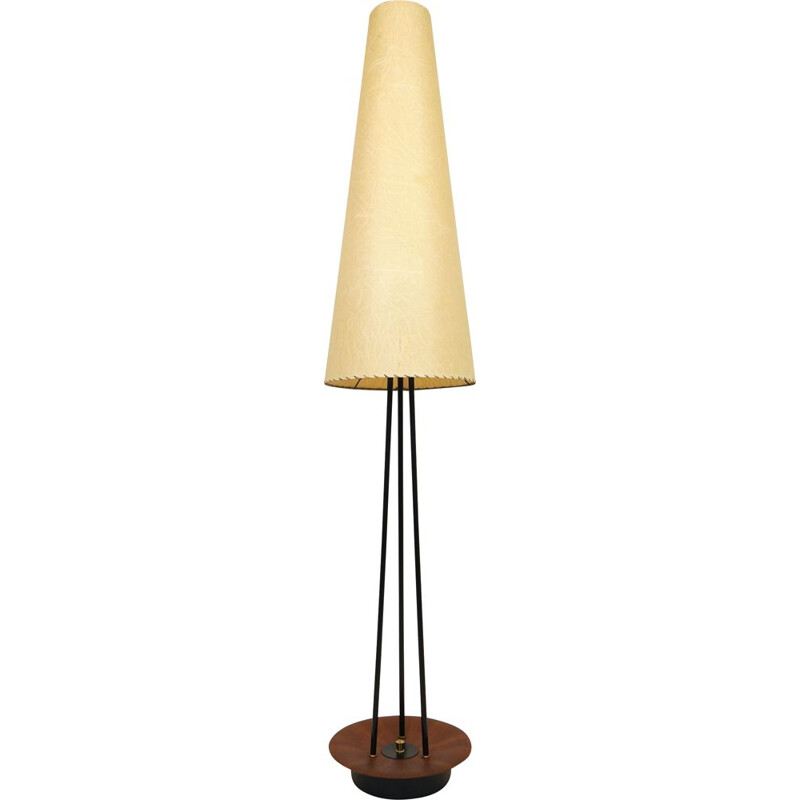 Lampada da terra vintage a treppiede con paralume sottile, Germania, 1950