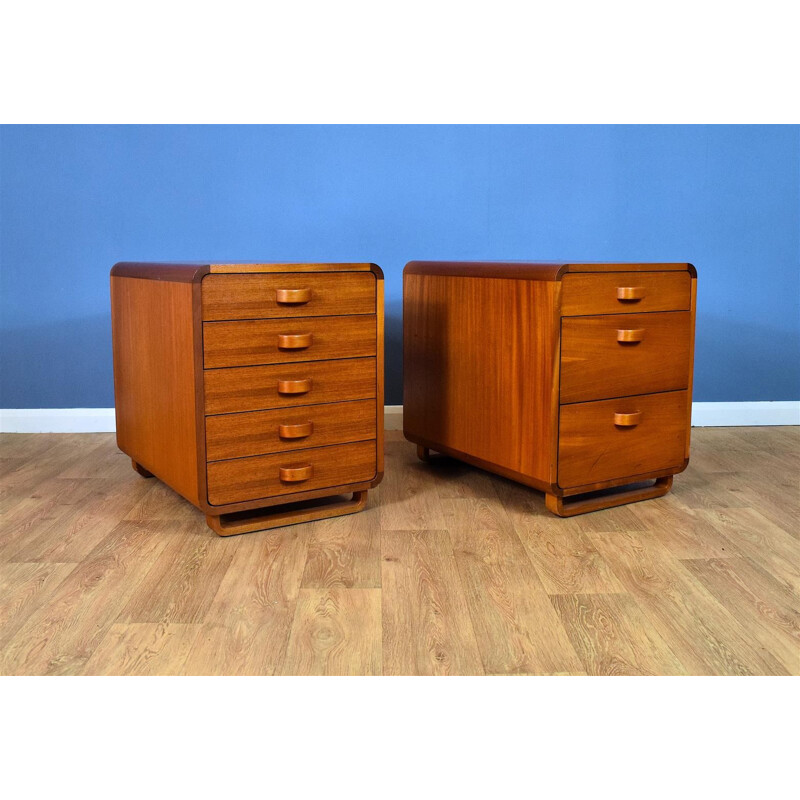 Pair of  Danish Teak Office Pedestals Cabinets Chests Mid Century with Drawers