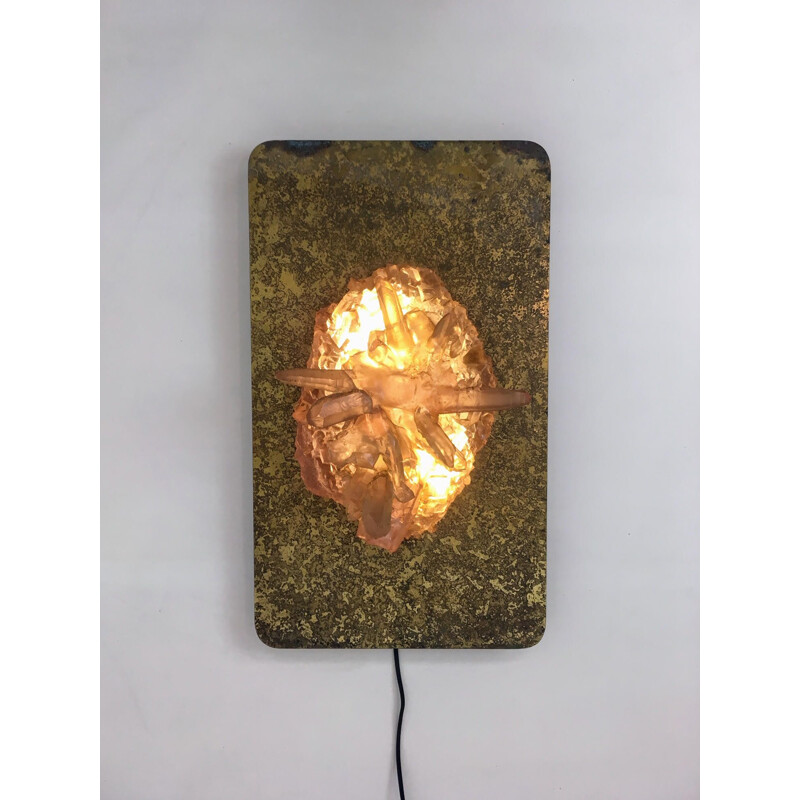 Brass and resin wall lamp 1970 French work