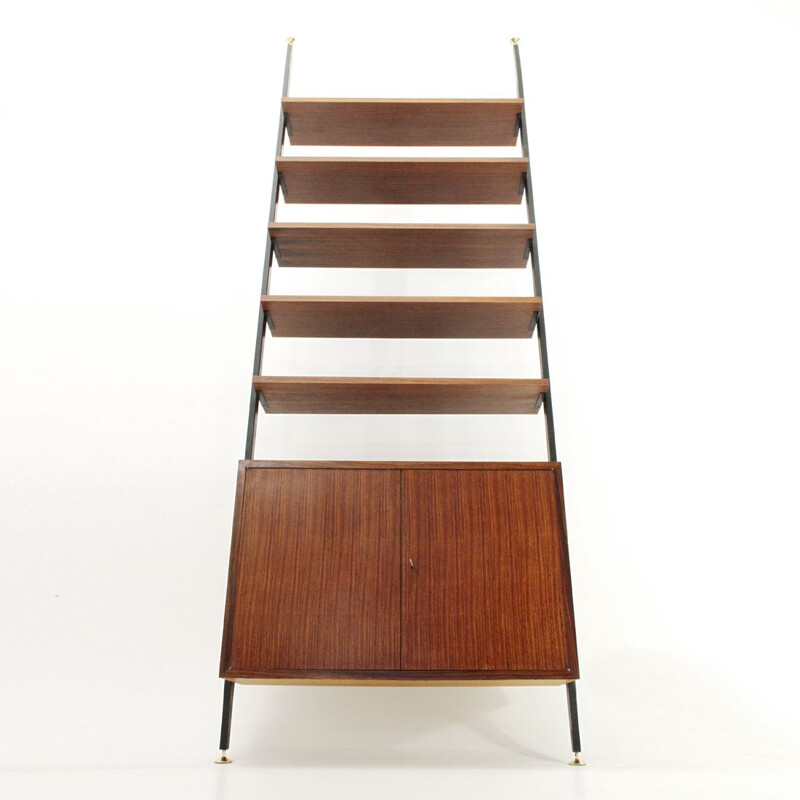 modernist italian teak wall unit, 1950s