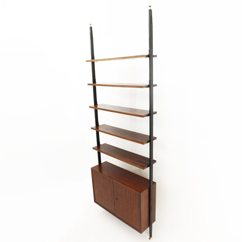 modernist italian teak wall unit, 1950s