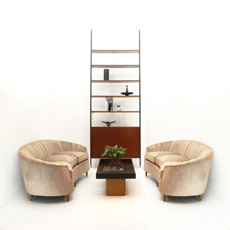 modernist italian teak wall unit, 1950s