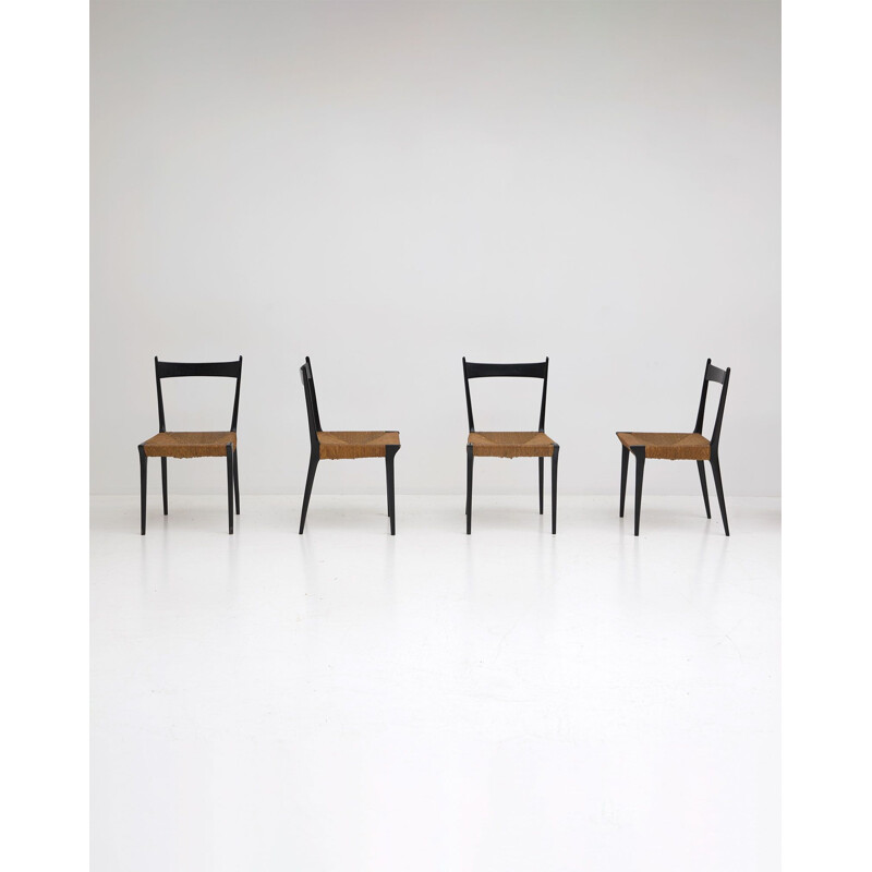 Set of 6 vintage Woven Cane S2 Chairs by Alfred Hendrickx 1960