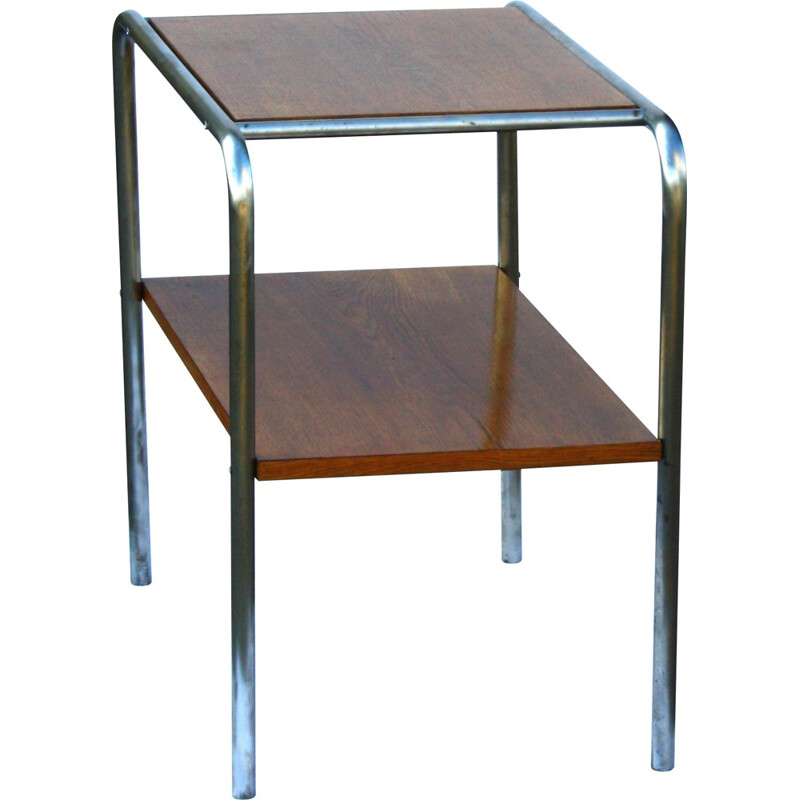 Vintage table in veneer wood, tubular steel - 1960s