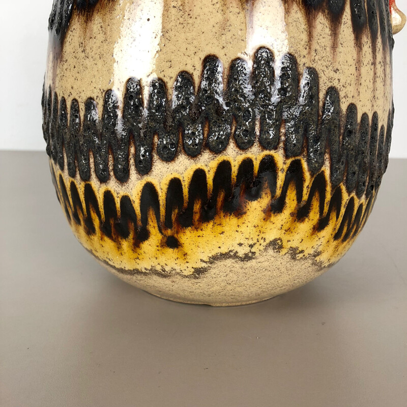 Large Pottery Super Color Fat Lava Multi-Color 484-30 Vase Scheurich WGP, 1970