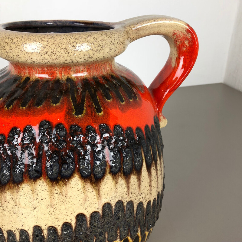 Large Pottery Super Color Fat Lava Multi-Color 484-30 Vase Scheurich WGP, 1970