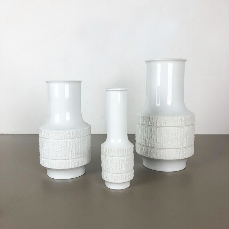 Set of 3 vintage porcelain vases by Richard Scharrer for Thomas, Germany 1970