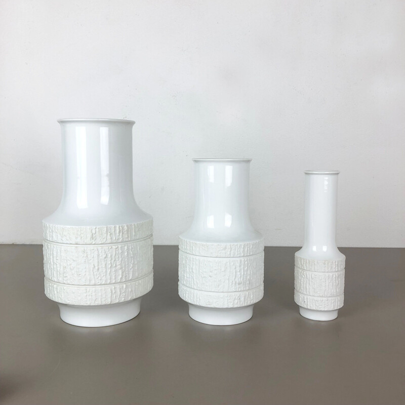 Set of 3 vintage porcelain vases by Richard Scharrer for Thomas, Germany 1970