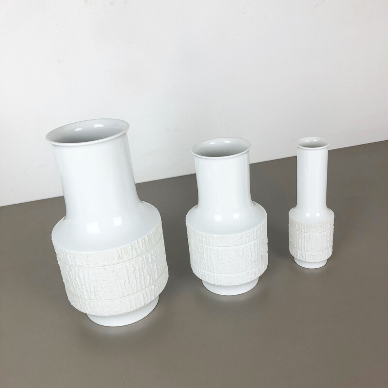 Set of 3 vintage porcelain vases by Richard Scharrer for Thomas, Germany 1970