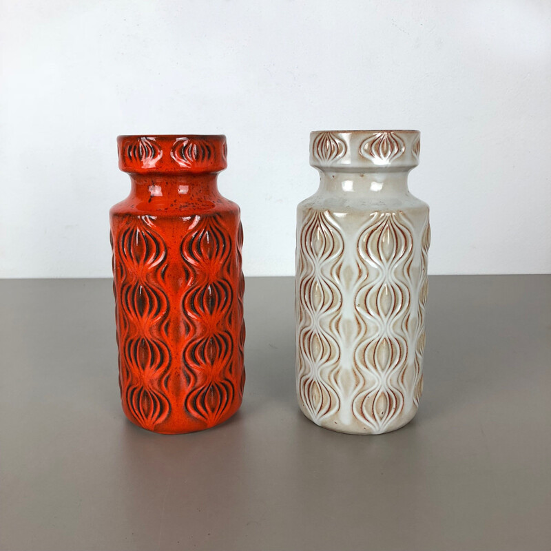 Paire de vases vintage en poterie "Oignon" par Scheurich, Allemagne 1970