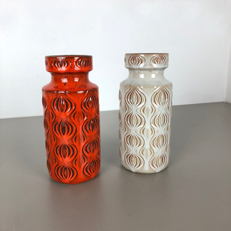 Pair of vintage pottery vases "Onion" by Scheurich, Germany 1970