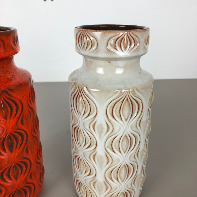 Pair of vintage pottery vases "Onion" by Scheurich, Germany 1970