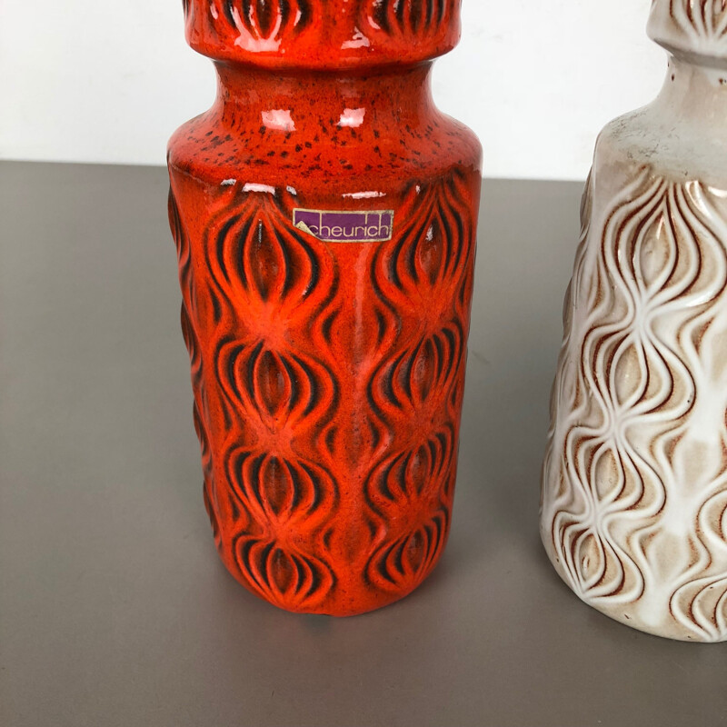 Pareja de jarrones de cerámica vintage "Cebolla" de Scheurich, Alemania 1970