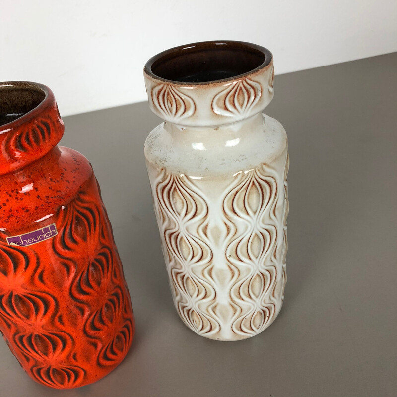 Par de vasos de cerâmica vintage "Onion" de Scheurich, Alemanha 1970